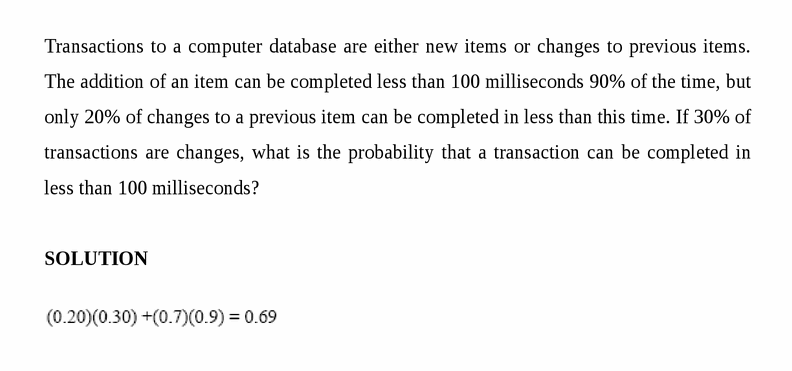 Transactions to a computer database are either new items or changes to previous 