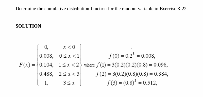 Determine the cumulative distribution function for the random variable in Exerci