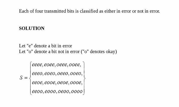 Each of four transmitted bits is classified as either in error or not in error.