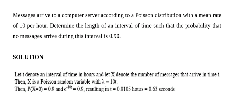 Messages arrive to a computer server according to a Poisson distribution with a 